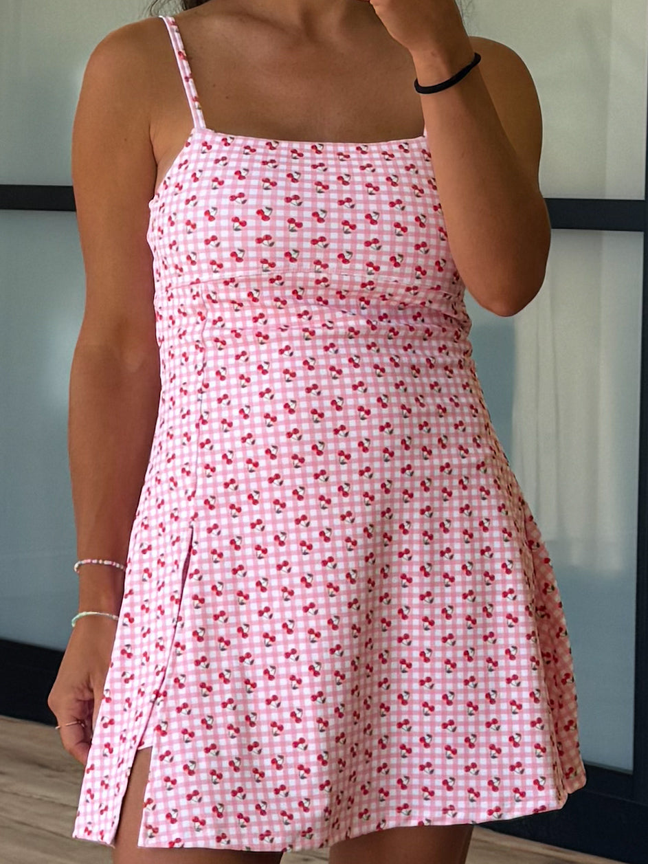 Club Classic Active Dress | Gingham + Cherries