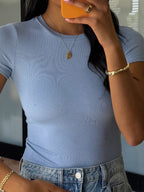 Essential Ribbed Tee | Baby Blue | +Plus Available | RESTOCK