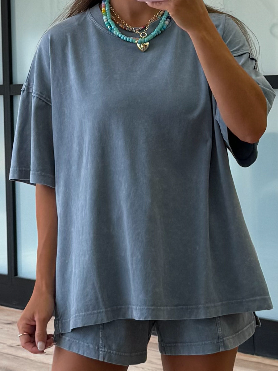 Days End Cotton Shorts | Dusty Blue | +Plus Available | RESTOCK