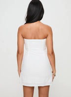 Irena Broderie Strapless Mini Dress White