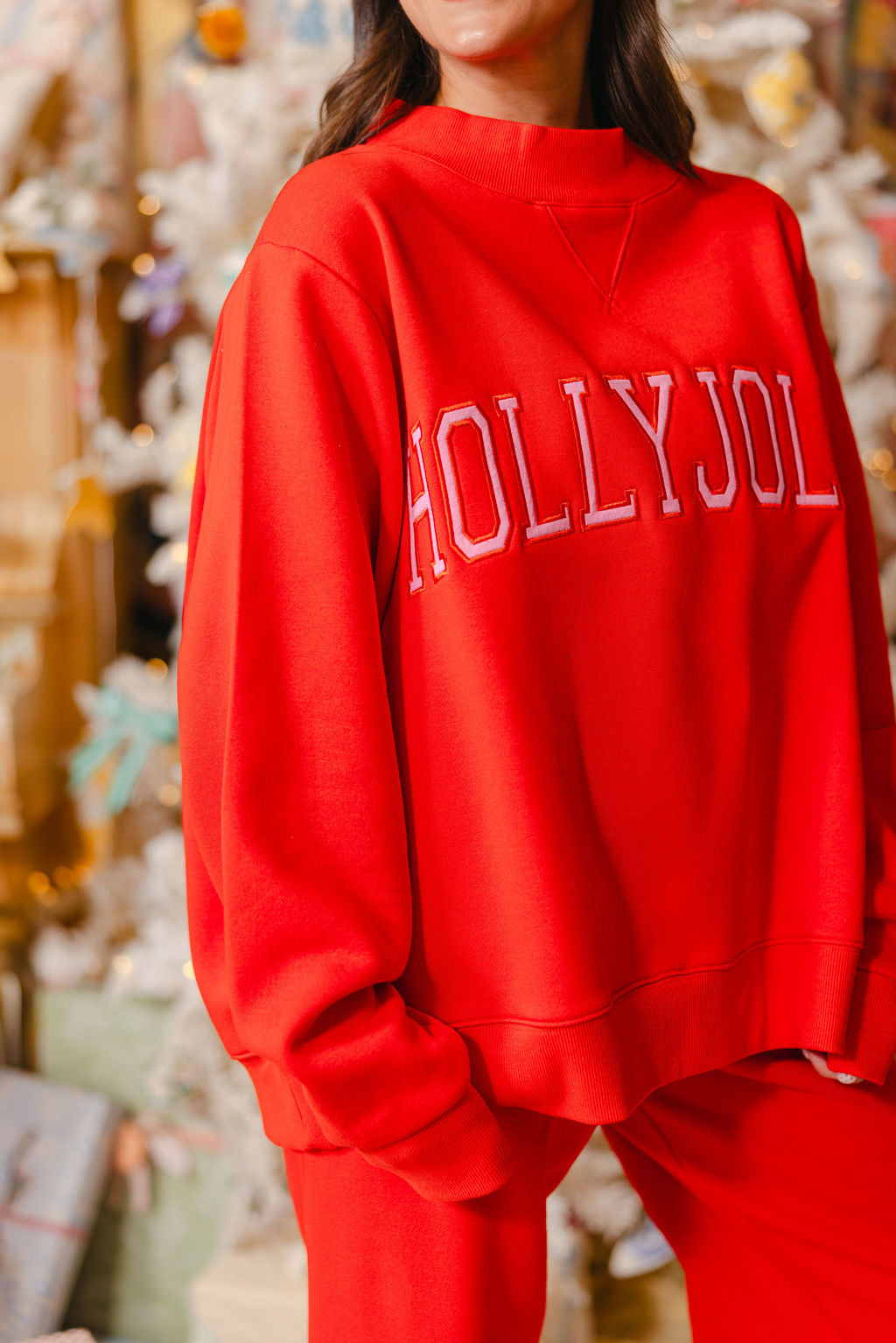 "HOLLY JOLLY" Mock Neck Sweatshirt | +Plus Available