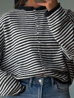 Isla Cardigan | Mini Striped Charcoal | RESTOCK