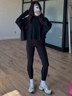 Kyla Thermal Open Back Top | Washed Black