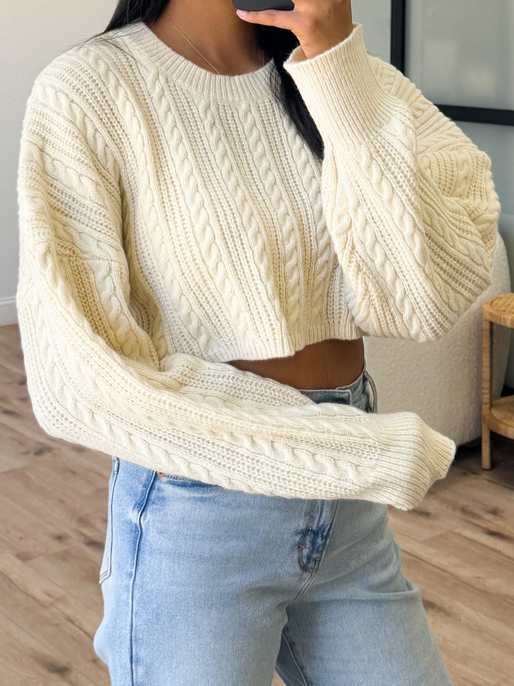 Mae Cable Knit Cropped Sweater | Cream | +Plus Available | FINAL SALE