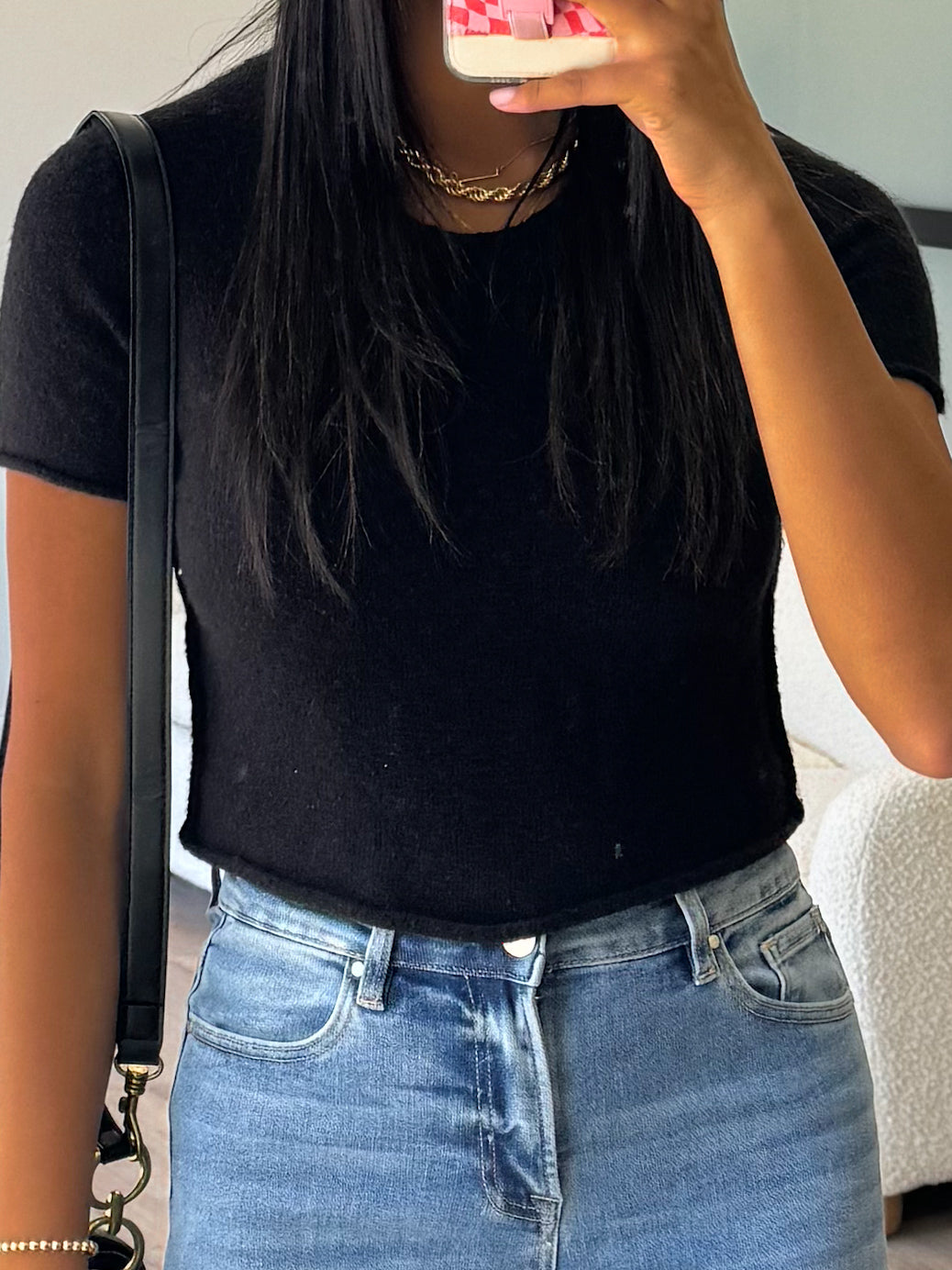 Hayleigh Crop Sweater Tee | Black | FINAL SALE