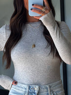 Essential Ribbed Long Sleeve | Light Grey | +Plus Available | RESTOCK