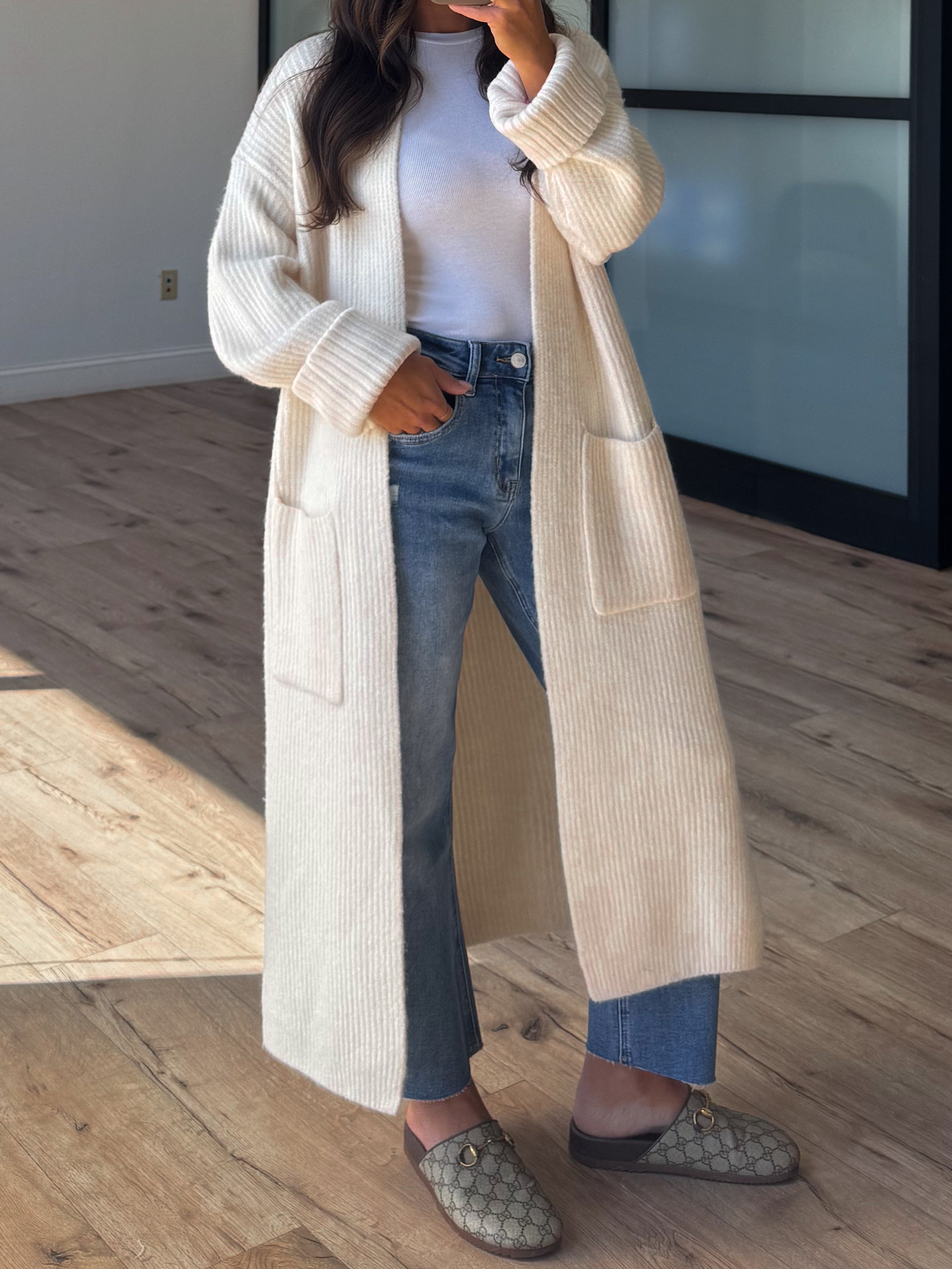 Beckett Longline Cardigan | Ivory | +Plus Available