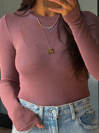 Essential Ribbed Long Sleeve | Dusty Mauve | +Plus Available | RESTOCK