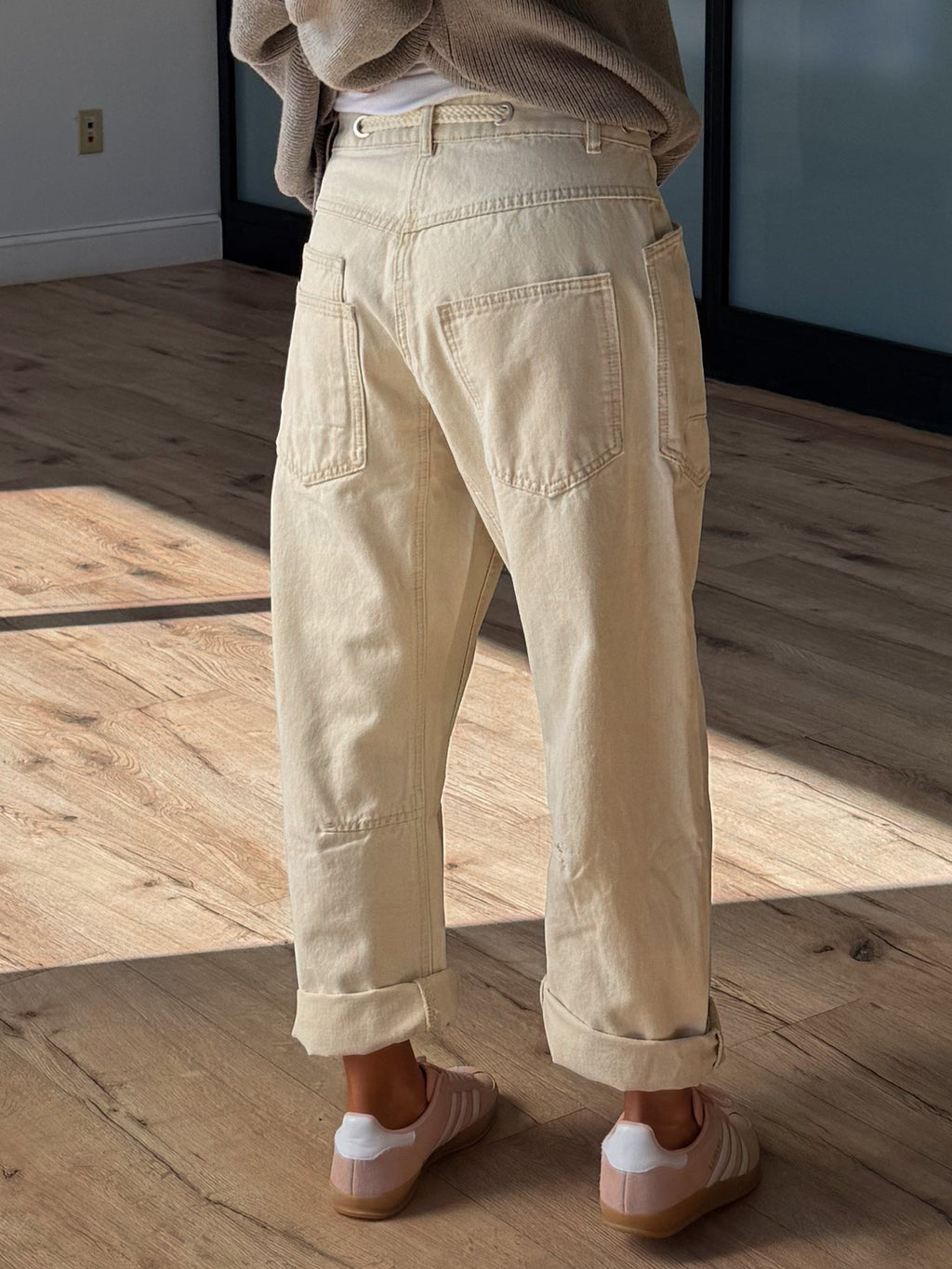 Jules Drawstring Barrel Pants | Cream