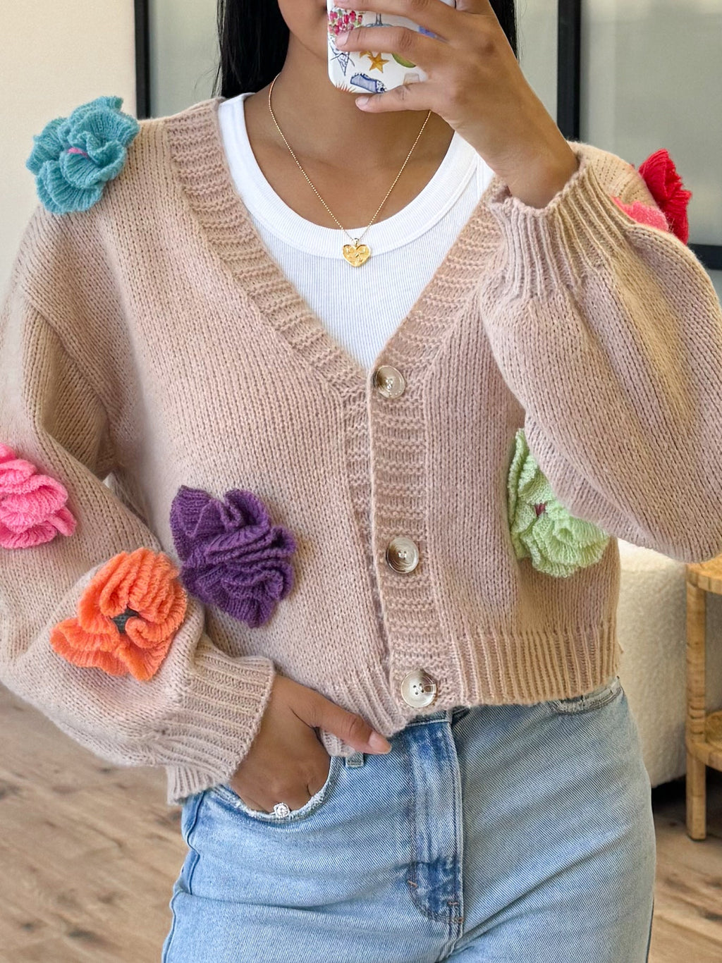 Floral Knit Cardigan | Taupe | +Plus Available | FINAL SALE