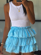 Raleigh Ruffle Skort | Sky Blue
