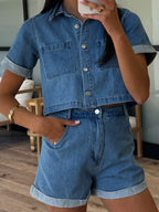 Whit Denim Crop Button-Down