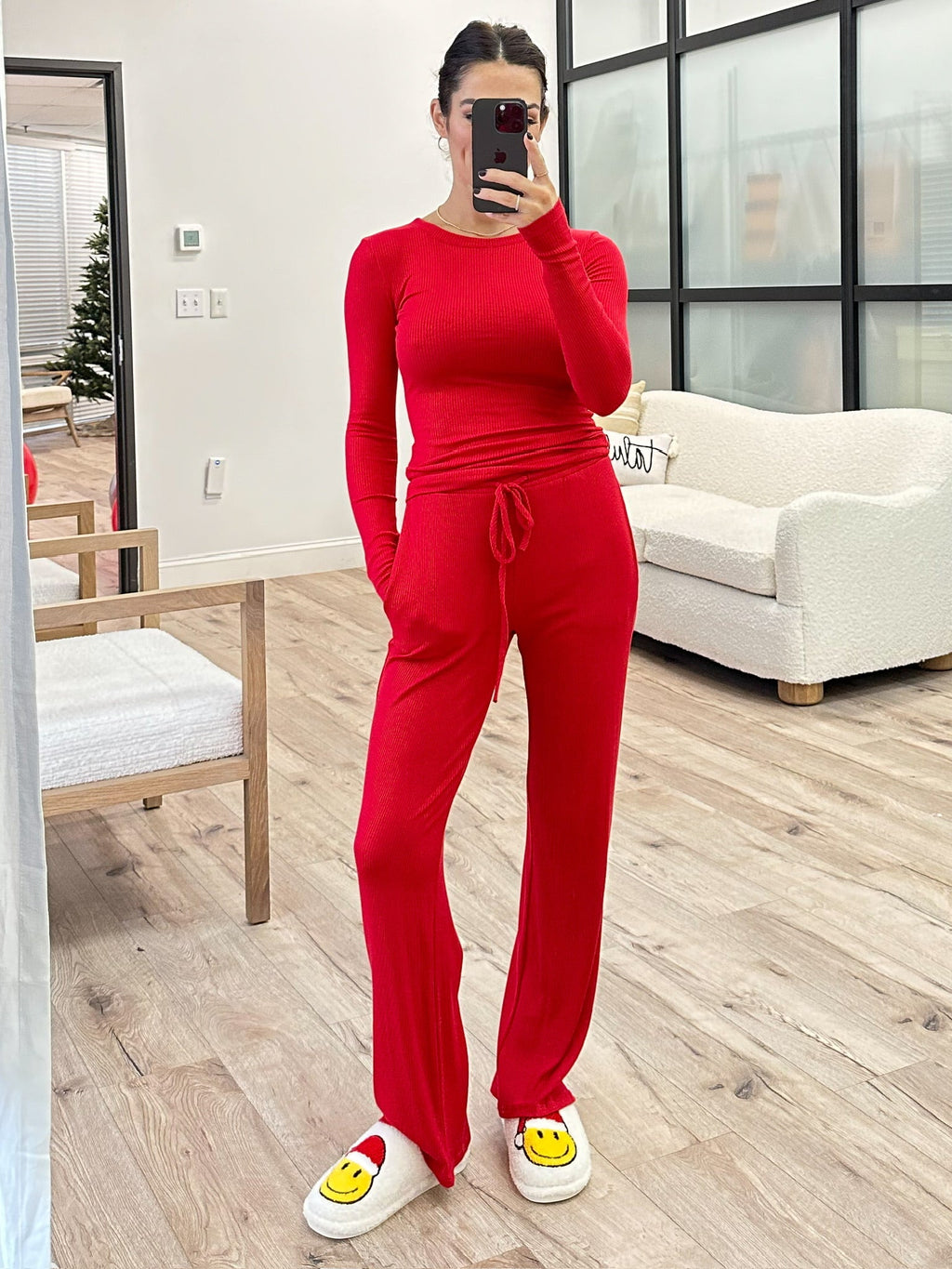 Downtime Ribbed Lounge Pants | Cherry | +Plus Available | FINAL SALE