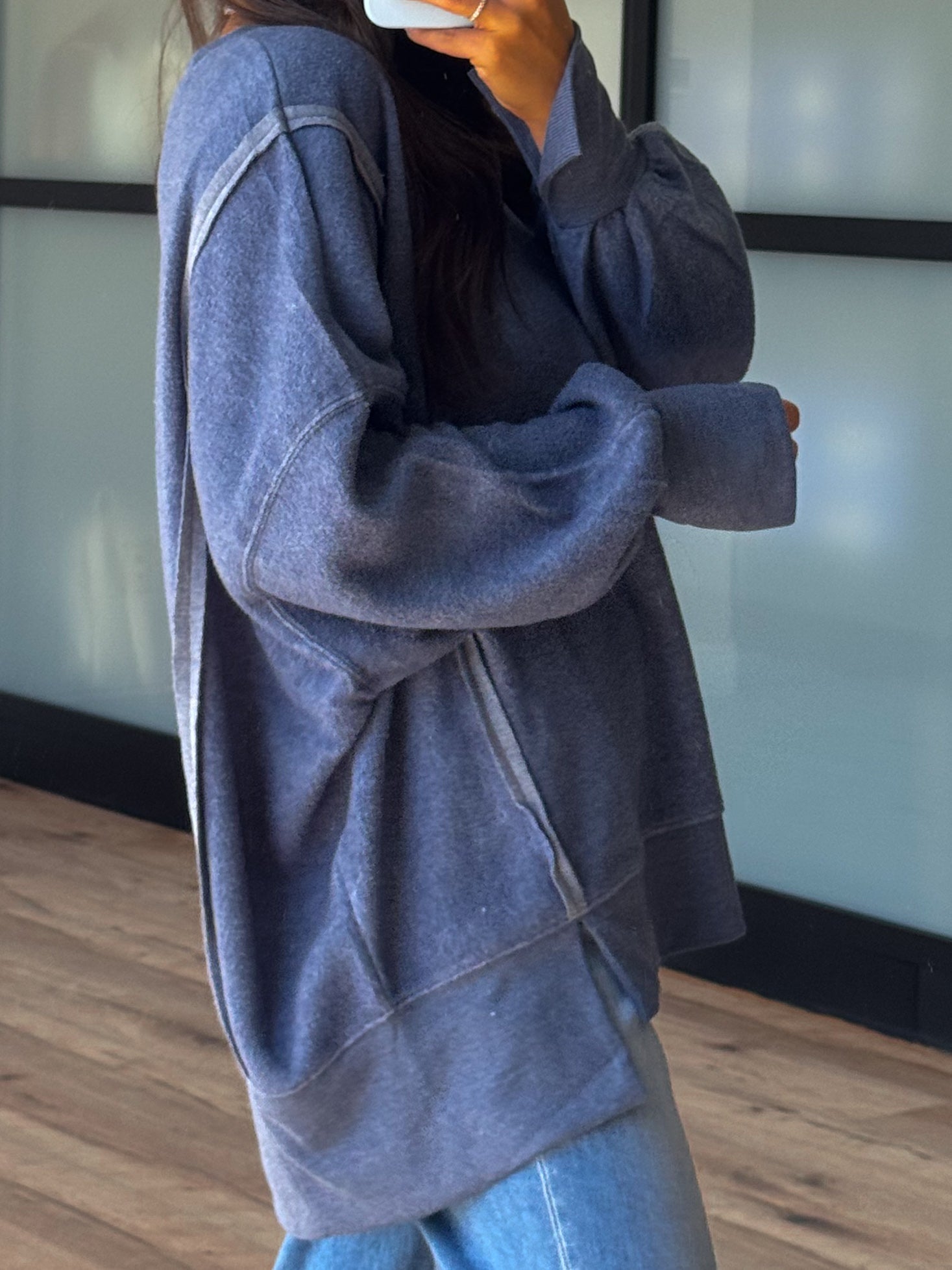 Out + About Brushed Knit Pullover | Dusty Navy