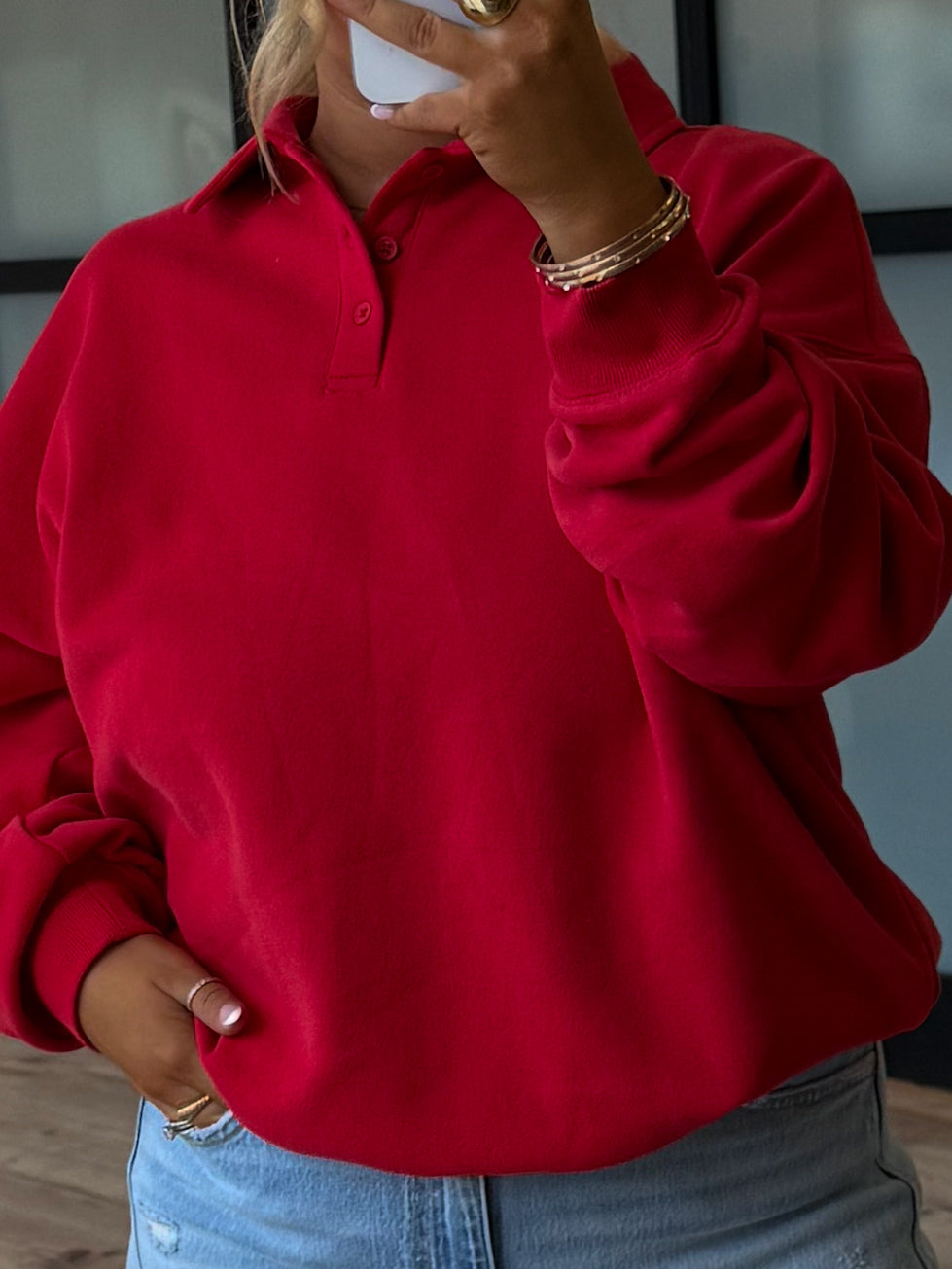 Astor Polo Henley Pullover | Cherry