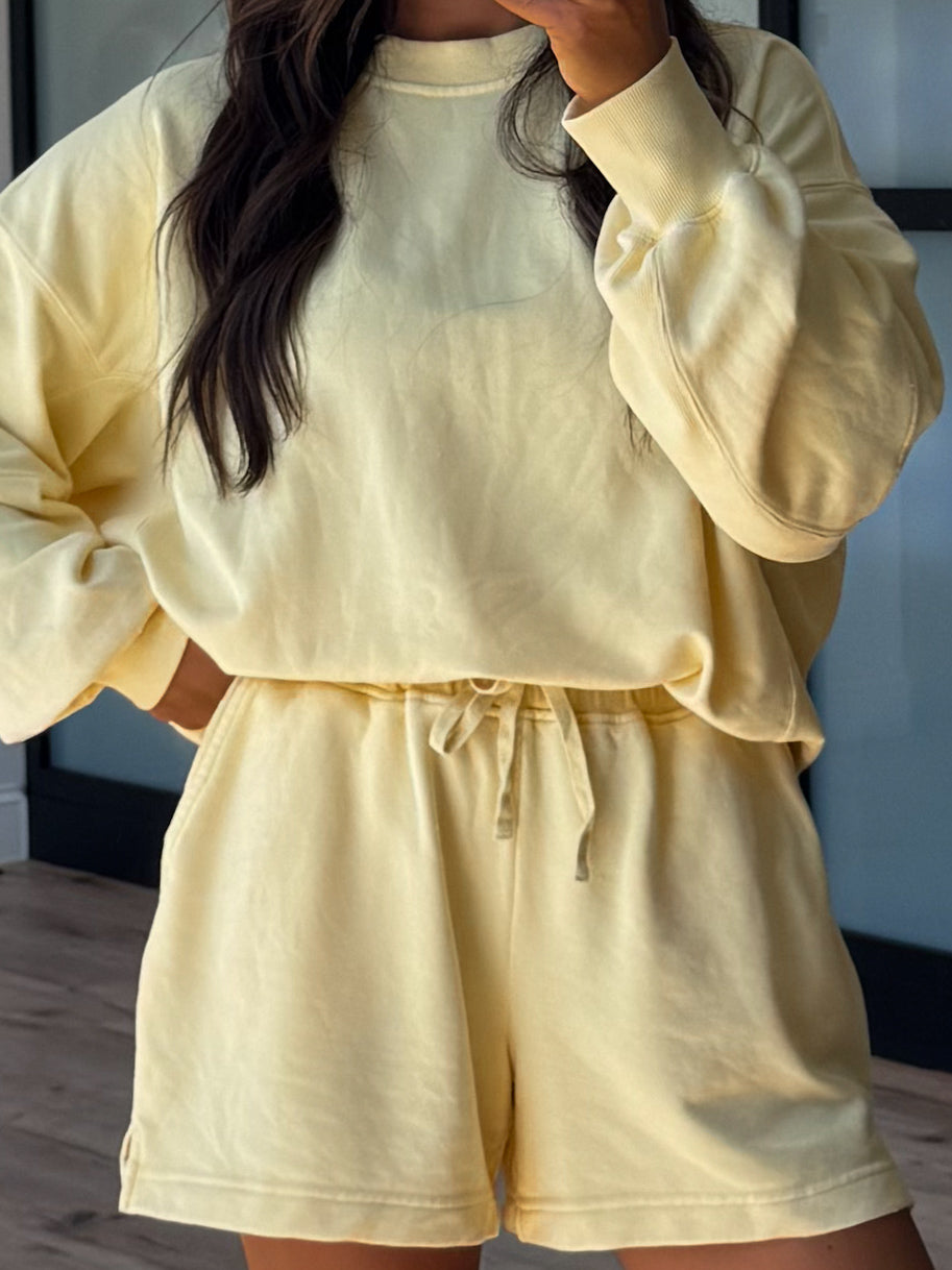 Stone Fade Terry Knit Set | Lemon