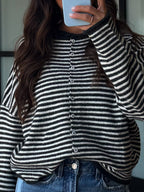 Isla Cardigan | Mini Striped Charcoal | RESTOCK