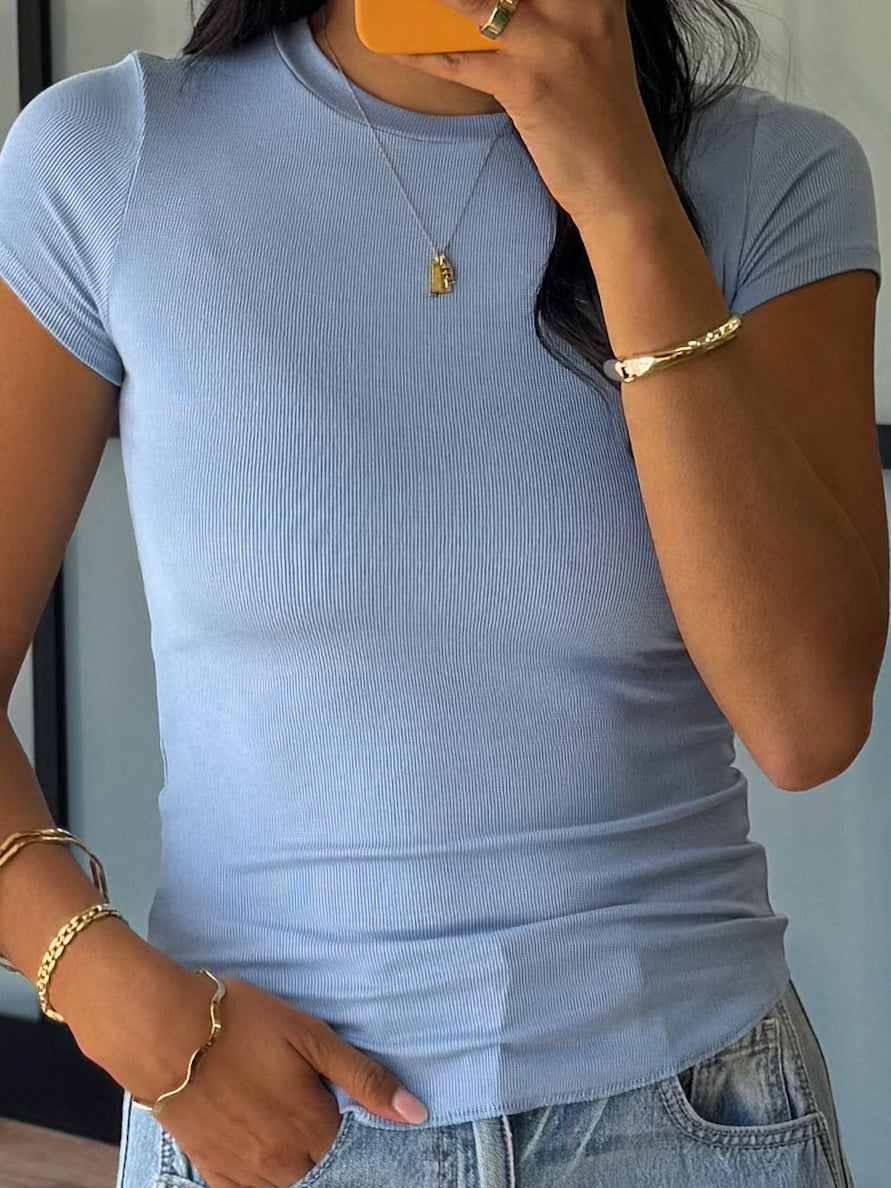 Essential Ribbed Tee | Baby Blue | +Plus Available | RESTOCK