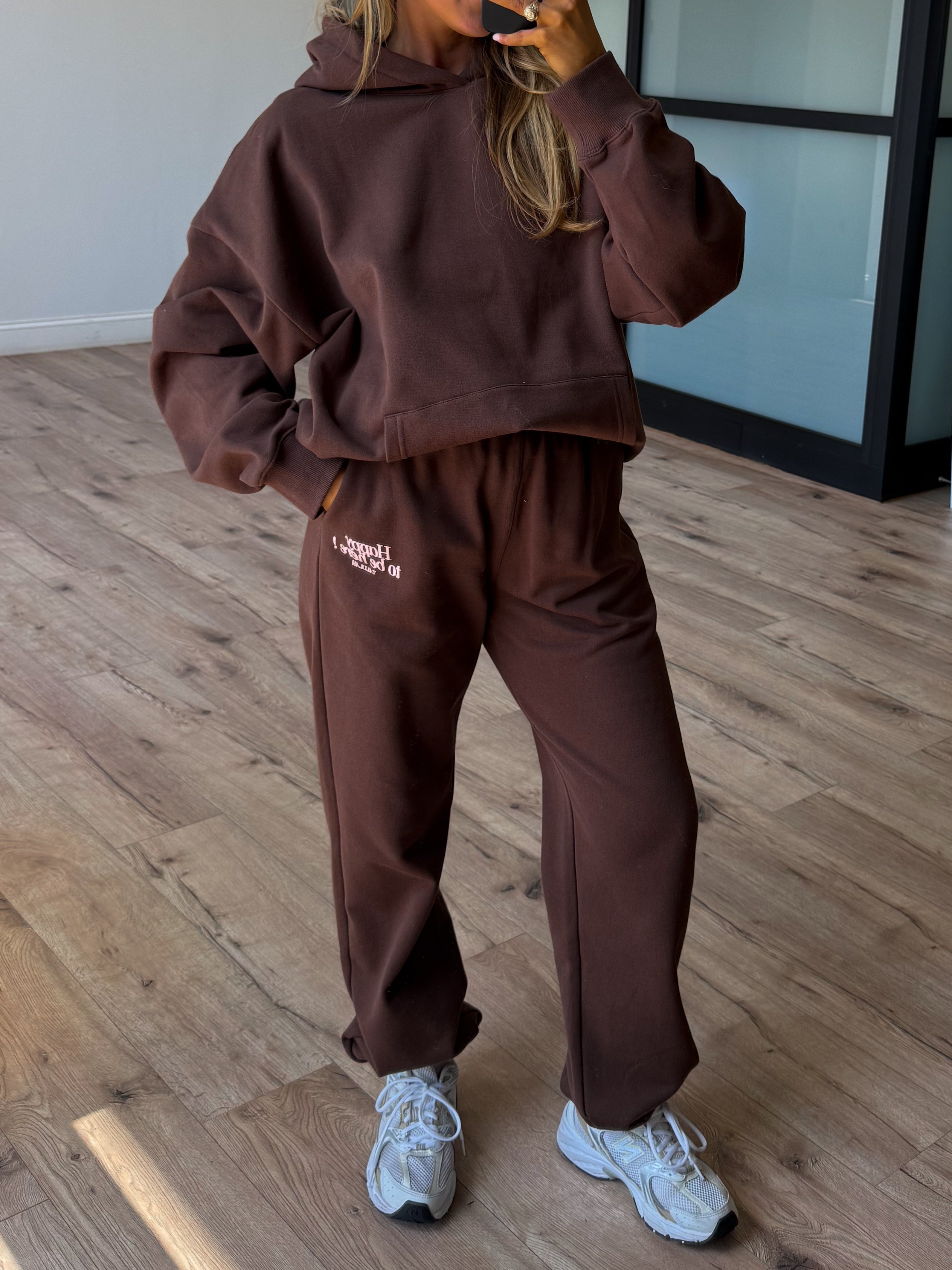 "Happy To Be Here!" Lounge Set | Chocolate