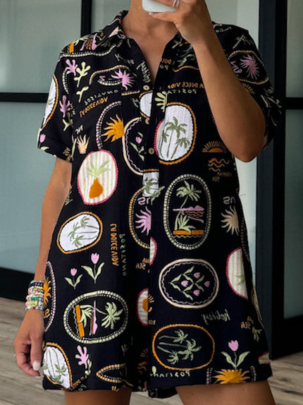 La Dolce Vida Print Romper | Black