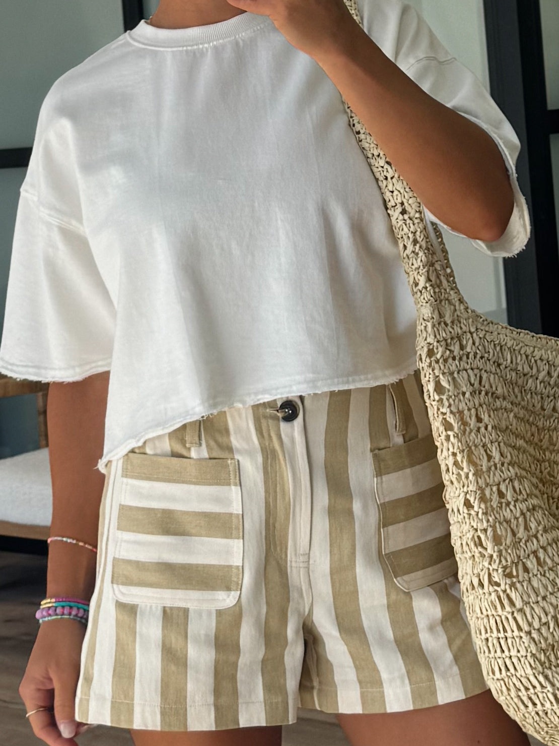 Nicolo Stripe Shorts | Taupe