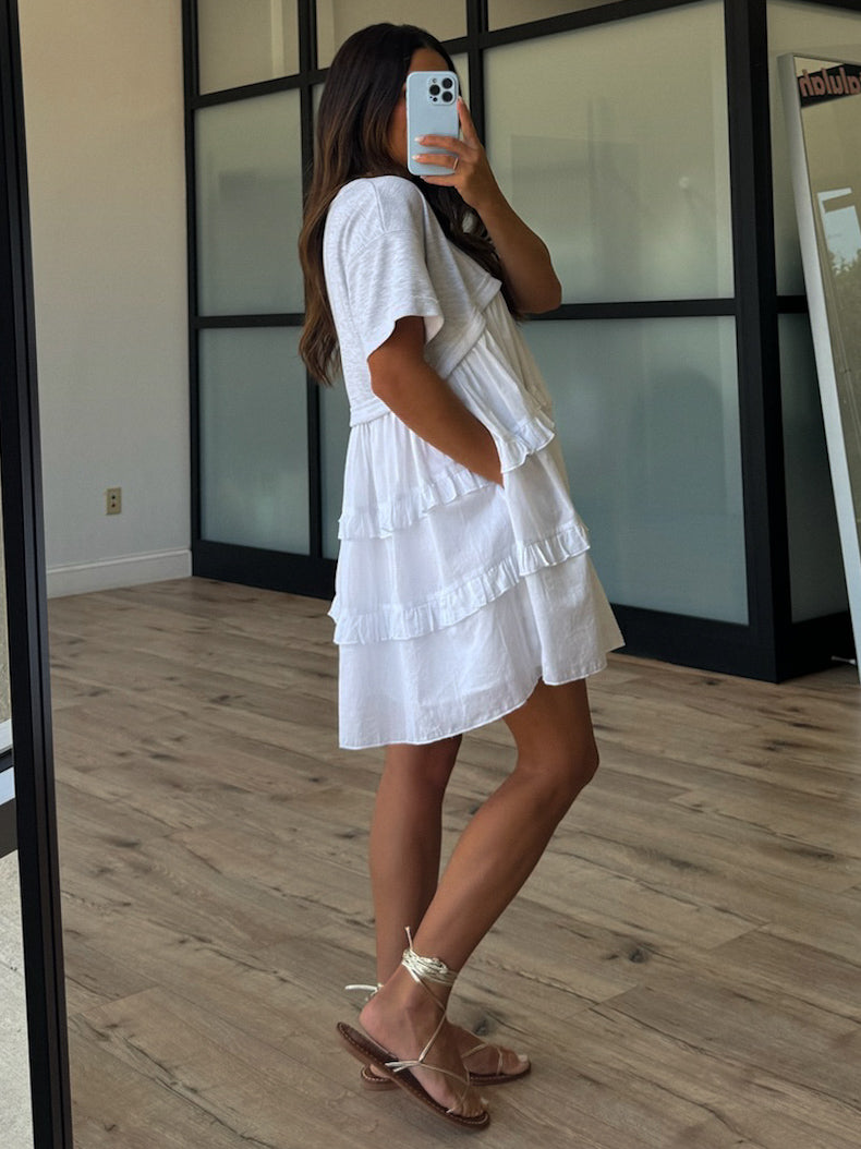 Nia Casual Layered Dress | Grey/White