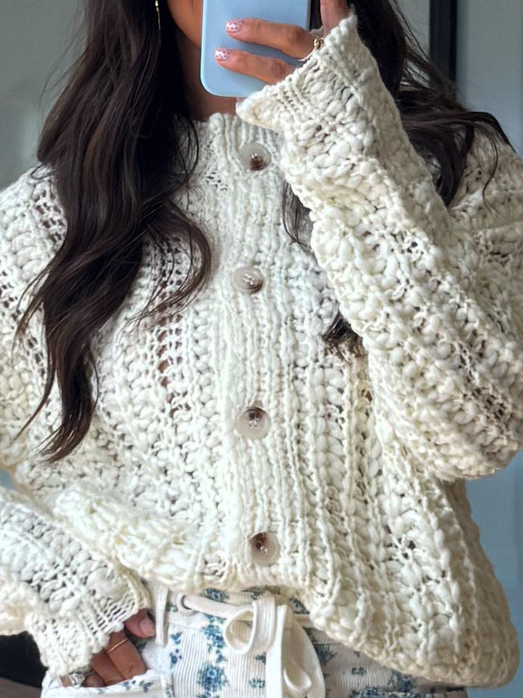 Joey Chunky Knit Cardigan | Cream