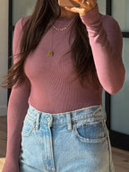 Essential Ribbed Long Sleeve | Dusty Mauve | +Plus Available | RESTOCK