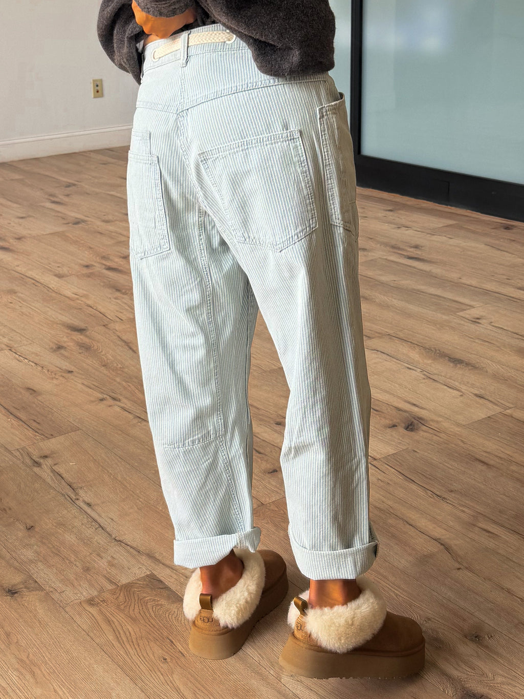 Jules Drawstring Barrel Pants | Skywashed Stripe