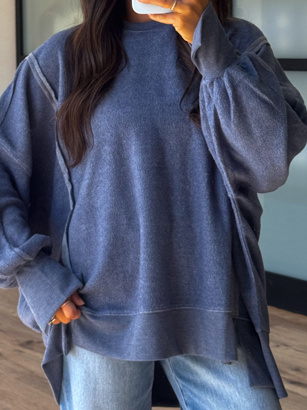 Out + About Brushed Knit Pullover | Dusty Navy