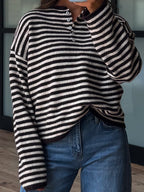 Henley Isla Stripe Sweater | Black Cherry | RESTOCK