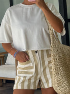 Nicolo Stripe Shorts | Taupe