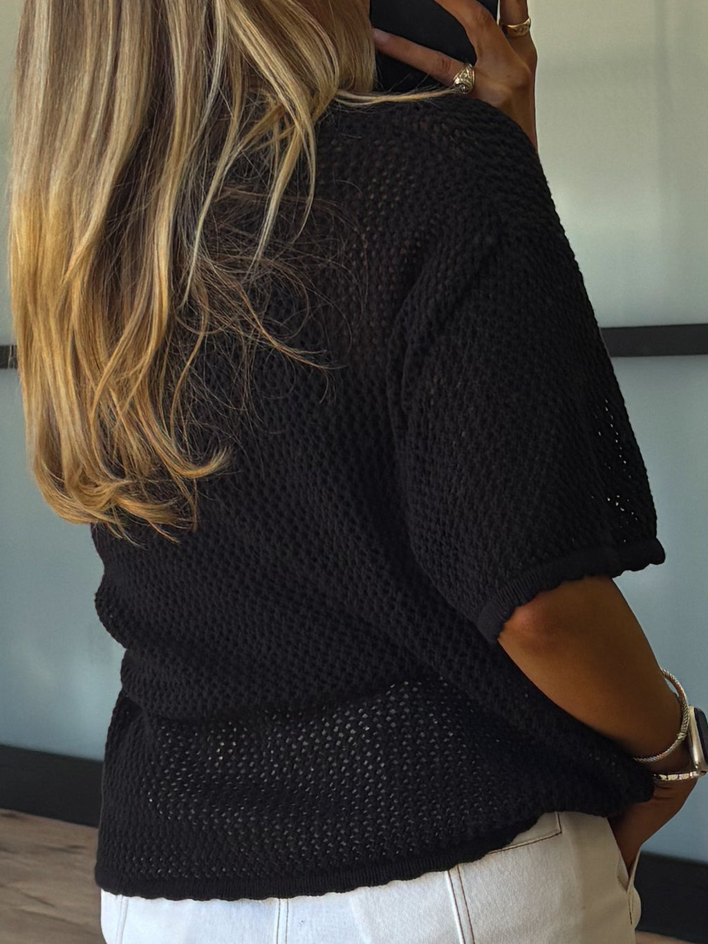 Boardwalk Open Knit Top | Black | FINAL SALE