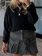 Ava Cargo Corduroy Skirt | Charcoal | FINAL SALE