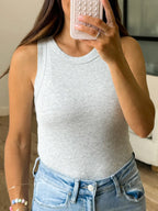 Essential Ribbed Tank | Light Grey | +Plus Available