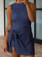 Polka Dot Active Wrap Romper | Navy
