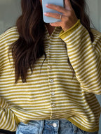 Isla Cardigan | Mini Striped Chartreuse