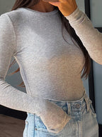 Essential Ribbed Long Sleeve | Light Grey | +Plus Available | RESTOCK