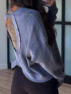 Kyla Thermal Open Back Top | Dusty Navy