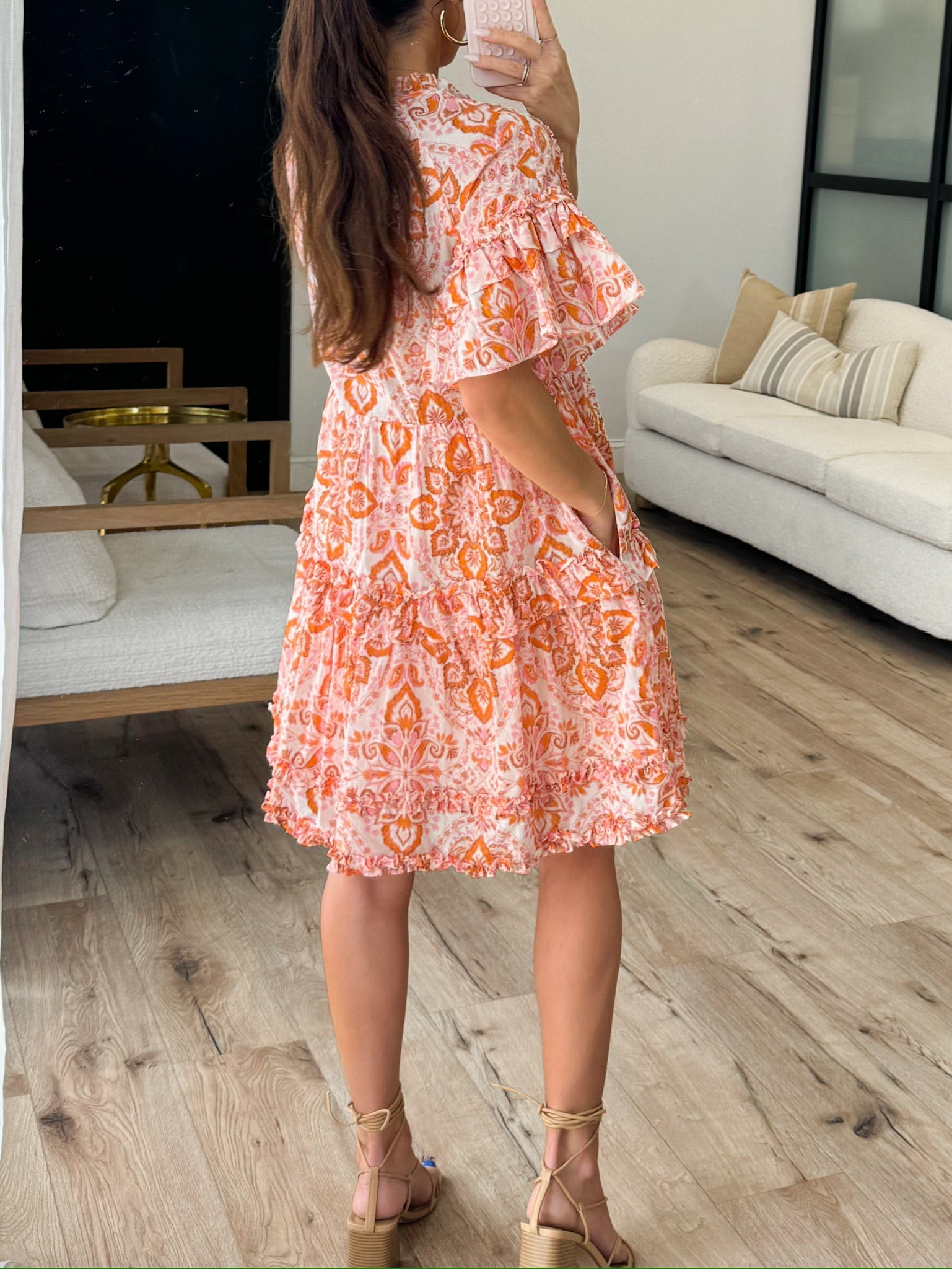 Etoile Flounce Dress | Orange Floral | FINAL SALE