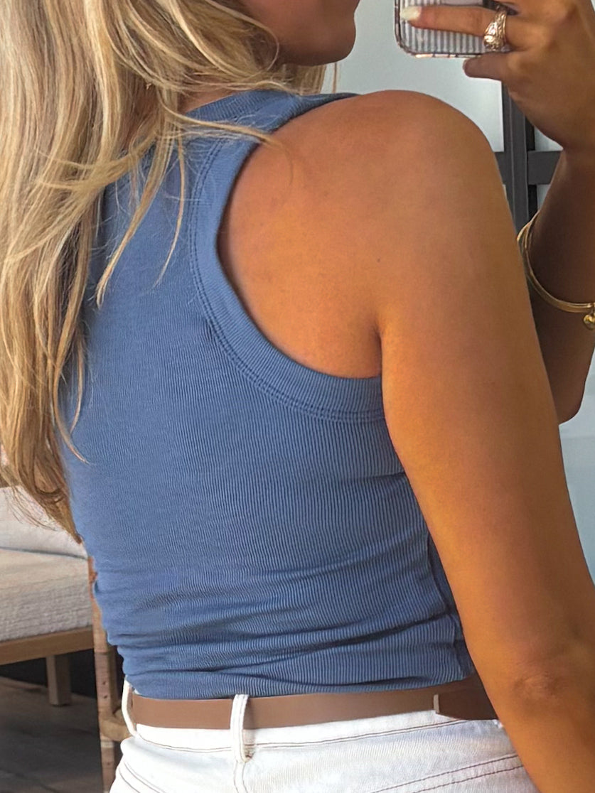 Essential Ribbed Tank | Navy | +Plus Available