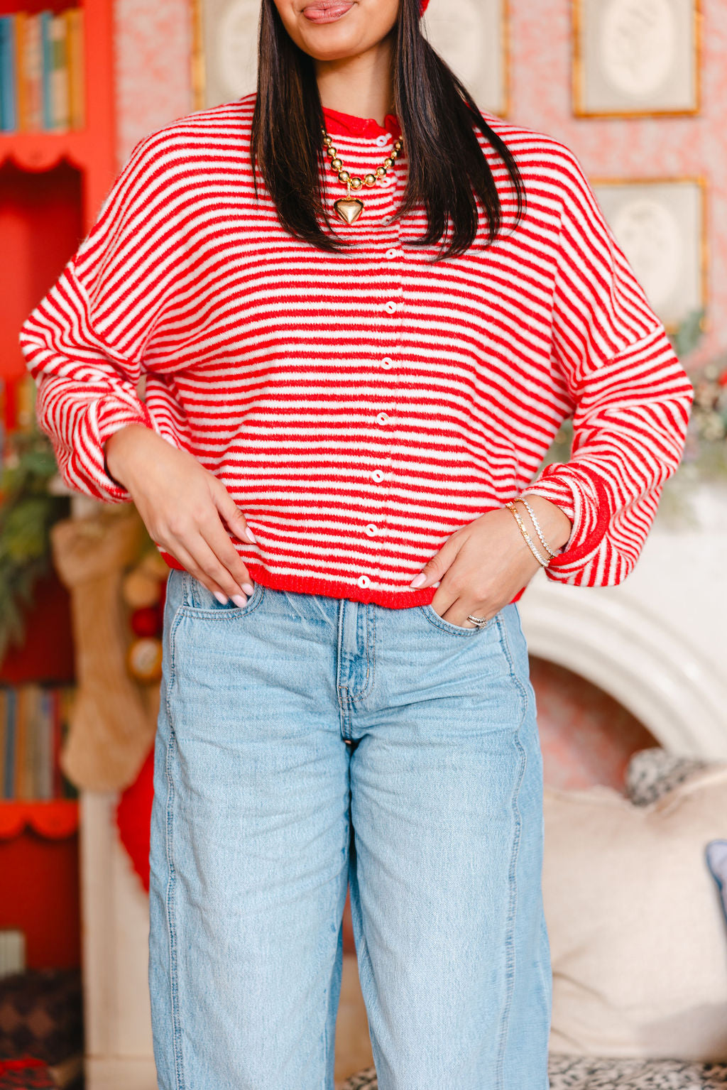 Isla Cardigan | Mini Striped Cherry