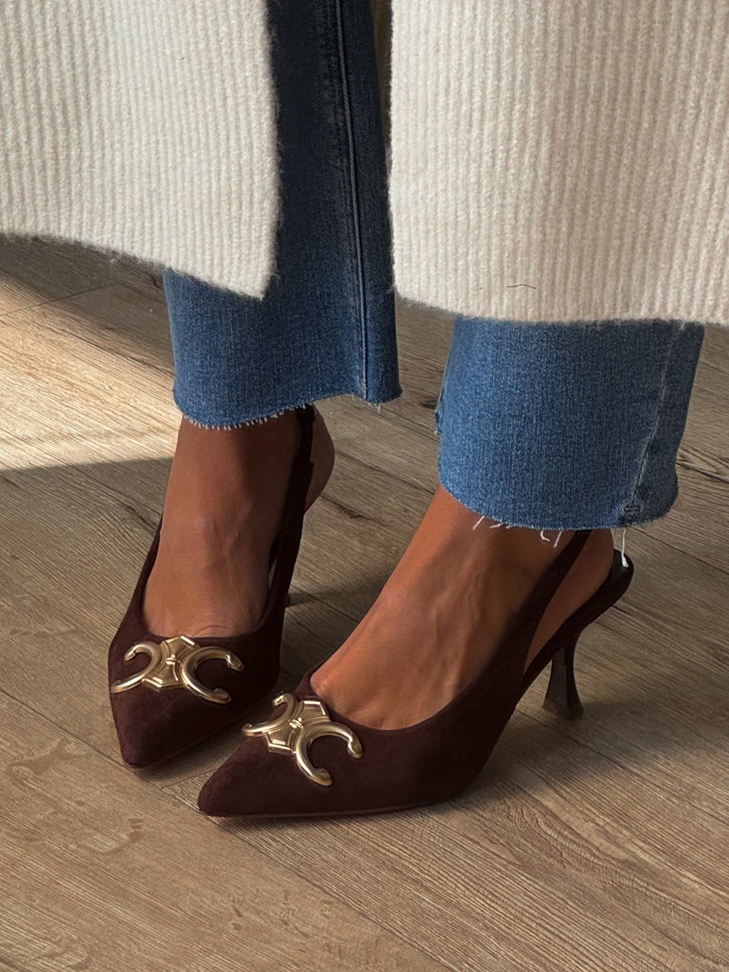 Triomphe Slingback Kitten Heels | Chocolate | RESTOCK