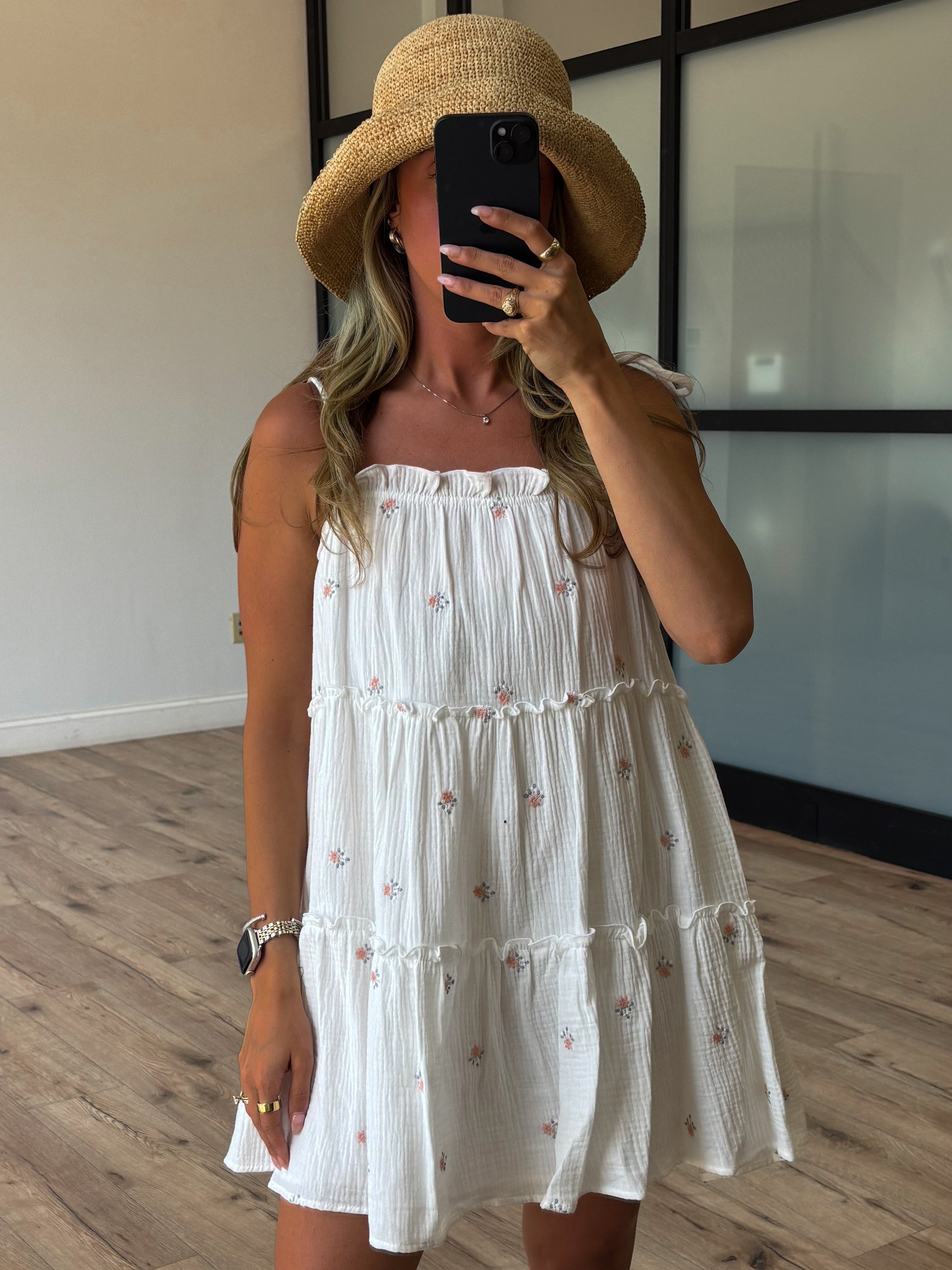 Cassie Ruffle Tiered Dress | White