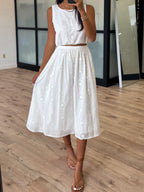 Pierce Eyelet Midi Skirt