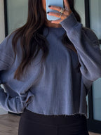 Kyla Thermal Open Back Top | Dusty Navy