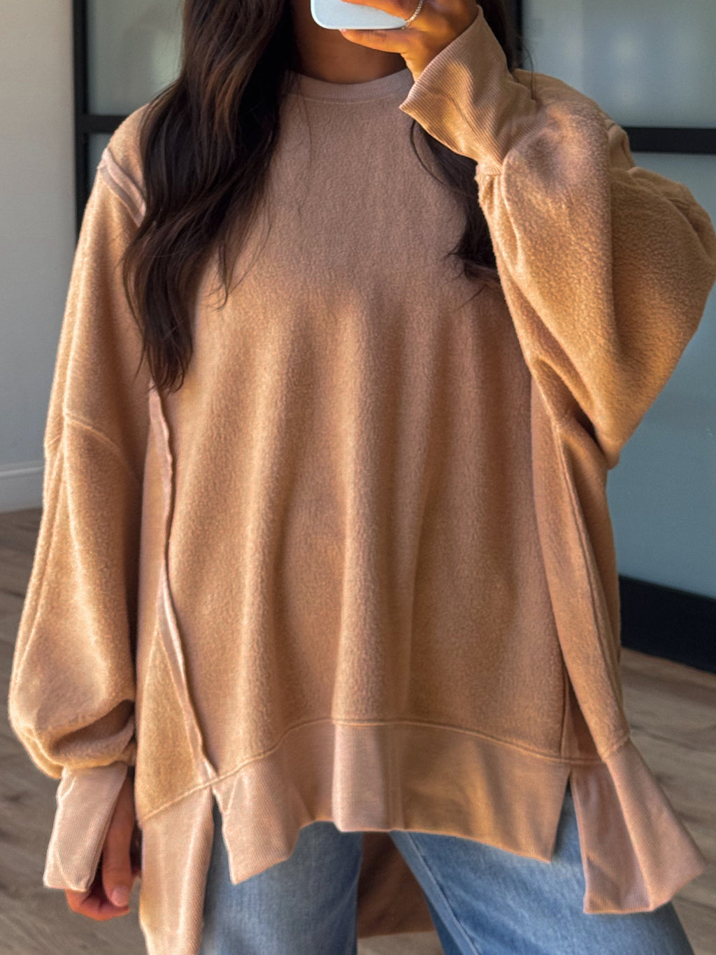 Out + About Brushed Knit Pullover | Taupe
