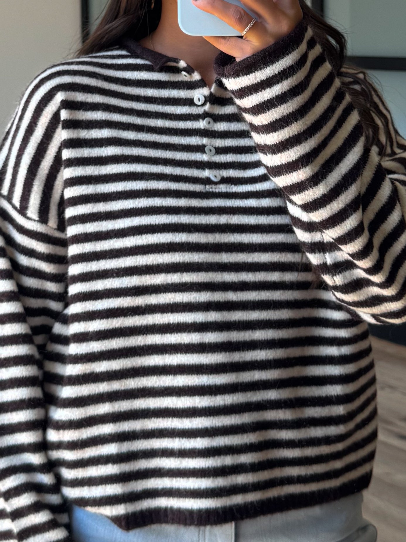 Henley Isla Stripe Sweater | Black Cherry | RESTOCK