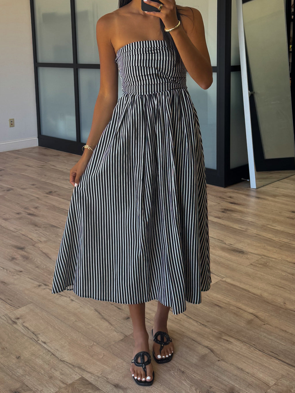 Laura Striped Maxi Dress | Black