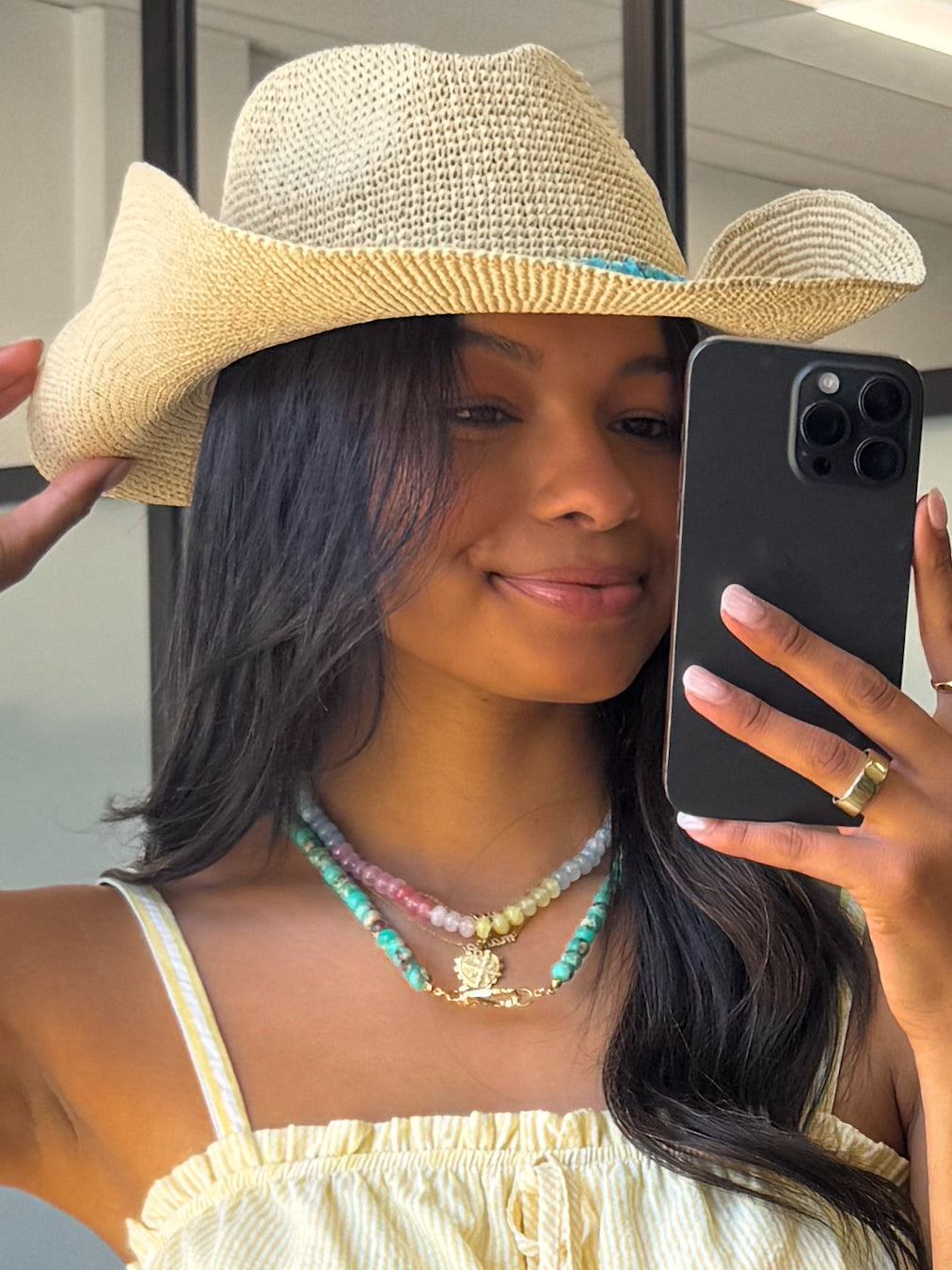 Turquoise Gem Raffia Western Hat